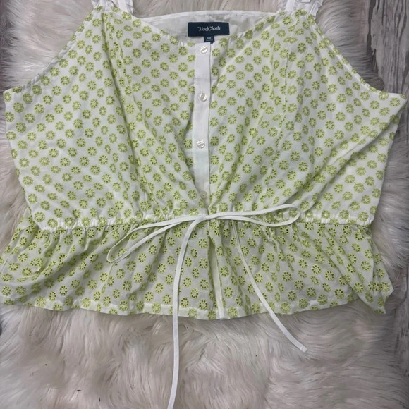Modcloth Darling for the Prairie Peplum Tank Top eyelet green white Sz 3x - Picture 6 of 11